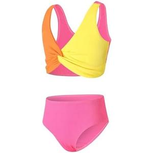J.E Sterguard Two Piece Swimsuits Teen Bikini Color Block Girls' Swimwear Ribbed Swimsuits Size 14