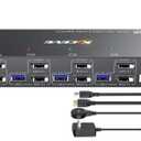 KCEVE KVM Switch 2 Monitors 3 Computers Displayport, USB 3.0 KVM Switch 3 Computer Sharing 2 Monitor and 4 USB 3.0 Devices, 4K@144Hz, Wired Remote(4K DP 3 in 2 Out KVM)