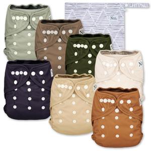 Nora's Nursery Cloth Diaper Cover, Reusable Cover with Snap Closure, Shell for Prefold, Flat, or Fitted Inserts, Includes Wet Bag - Down to Earth