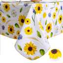 Heavy Duty Vinyl Tablecloth with Flannel Backing Waterproof Oil-Proof Plastic Table Cloth Stain-Resistant Wipeable Rectangle or Square Table Cover for Indoor and Outdoor (Yellow Flower, 52x70 Inch)