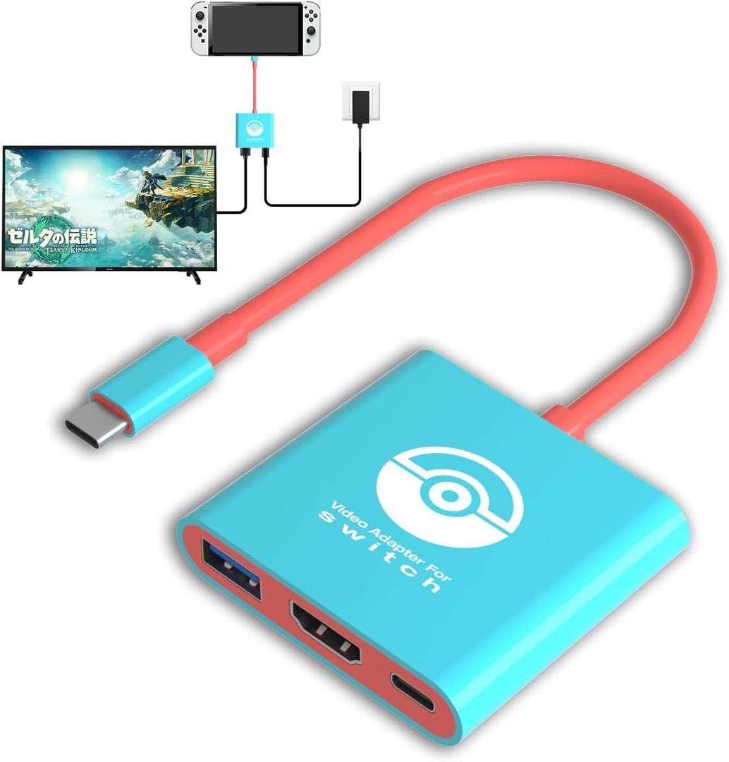 Switch TV Dock for Nintendo Switch, Docking Station Support Switch TV Mode, Portable Nintendo Switch Tv HDMI Adapter Output 4K/1080P Compatible with Steam Deck, USB Type C to HDMI Adapter