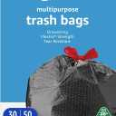 Amazon Basics 30 Gallon Flextra Strength Multipurpose Drawstring Trash Bags, 20% Post Consumer Recycled Material, Tear Resistant, Black, 50 Count