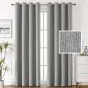 H.VERSAILTEX 100% Blackout Linen Curtains, Thermal Curtains for Living Room & Bedroom, Textured Burlap Curtains with Double Face Linen, Grommet Top, Heather Grey, 52 x 96 Inch, 2 Panels