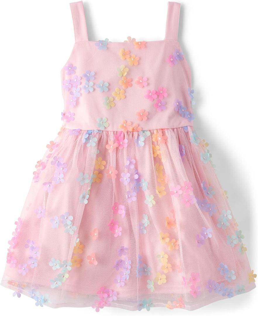 The Children's Place Girls Dressy Dress, Sleeveless (6-7, Bright Pink)
