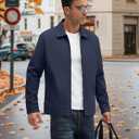 WHN Men's Lightweight Jackets Light Windbreaker Full Zip Casual Business Jacket Fall Golf Work Coat with Zip Pockets, Large