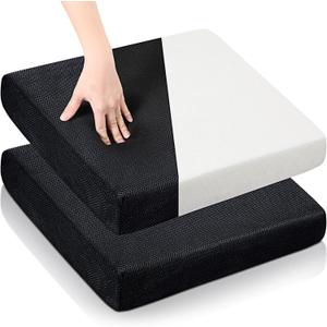 2 Pcs Large Memory Foam Seat Cushion 18 x 16 x 3 Inch Breathable Chair Pad Cushions Comfortable Wheelchair Chair Pillow with Washable Cover for Desk Car Office Back Pain Relief Coccyx Cushion (Black)