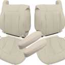 Priprilod Light Tan 522 or 922 Microfiber Leather Driver & Passenger Side Bottom & Top Lean Back & Armrests Replacement Seat Covers Compatible with Chevy Tahoe Suburban 1500 2500 1999 2000 2001 2002