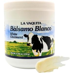 La Vaquita Bálsamo Blanco White Ointment – Cooling & Warming Multi-Purpose Rub for Muscles, Joints & Massage – Moisturizing Protective Formula – Large 8.46 oz (240 g) Jar