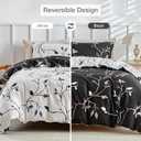 Lekesky Reversible Duvet Cover King Size, White Black Tree Branch Pattern Comforter Cover King 3pc Super Soft Microfiber Breathable Botanical Bedding Sets with Zipper Ties