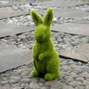 Decorative Decorations for Easter Bunny Gifts, Moss Green Flocking Sculpture, Garden Courtyard Family Gathering Celebration Decorations (9.5in Standing Rabbit)