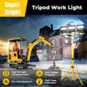 54000 Lumen Work Lights with Stand 3 Adjustable Tripod Work Light Head with 16FT Cord - IP67 Waterproof LED Work Lights on Stand for Outdoor Indoor Job Site Workshop Garage Construction Site Lighting