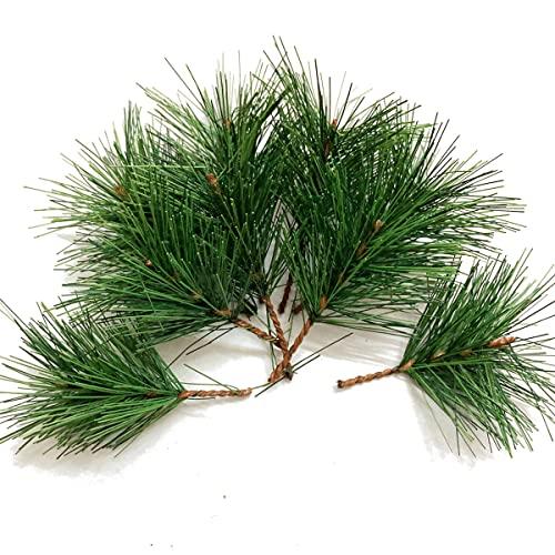 JK-GMTE Green Plants Pine Needles Artificial Pine Needles Branches Fake Pine Picks for Christmas Garland Wreath Decorations (3.9inch), 30 Pieces