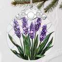 Stained Glass Ornament: Lavender Flower Christmas Ornament Christmas Tree Decor & Holiday Decor | Flower Lovers Gifts, Gift Exchange & Gifts for Family, Coworkers, Friends & Her, 2 Pack