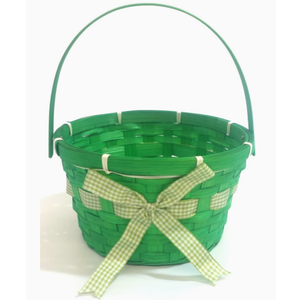 Holiday Home Solid Bamboo Basket, 8.5 in, Green, 2 Pack