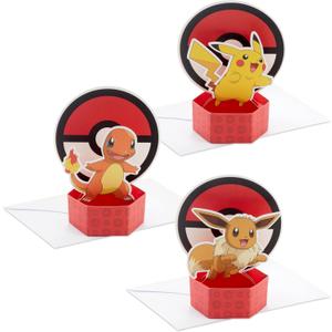 Hallmark Paper Wonder Pokmon Mini Pop Up Cards (3 Cards: Pikachu, Eevee, Charmander) for Birthdays, Just Because and More