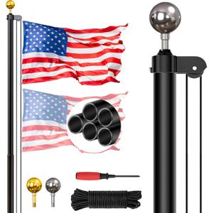 20FT Sectional Super Thick Flag Pole Kit, Heavy Duty 13 Gauge Aluminum in Ground Flagpole with 3x5 American Flag for Residential or Commercial, Black