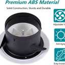 4 inch ABS Adjustable Air Vent White Round Soffit Exhaust Vent for Inline Duct Fan Outlet Vent(3.74 Inch, Front Panel:5.9 Inch)