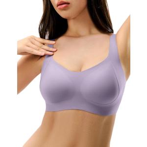 Seamless Bras for Women, Wireless Supportive Bra Comfortable No Underwire Full Coverage Push Up Bra Plus Size (M)