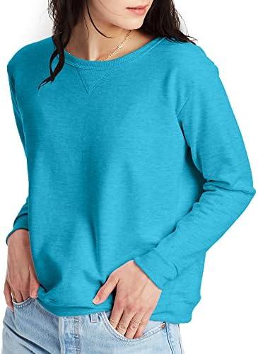 Hanes womens Crewneck Sweatshirt, Ecosmart Fleece Pullover With V-notch, Sweatshirt for Women, Small