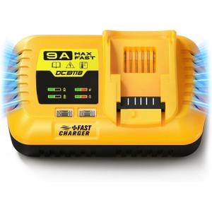 210W Fast Battery Charger for Dewalt 20V MAX/60V Lithium-Ion Batteries | 9 Amp Rapid Cargador with Cooling Fan & LED Indicator 60 Volt DCB118 Power Tool De Batera Cargador Carga Rapida Station
