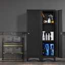 Metal Locker with Doors and Shelves, Locking Storage Cabinets for Small Spaces, Lockers for Employees, Lockable Storage Lockers for Office Garage School Gym, H47 inches * W 15 inches * D15.7 inches