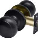 CML Hardware Matte Black Passage Door Knob, Interior Door Lock for Hallway Closet, No Locking, Keyless Round Ball Handle (Pack of 1)