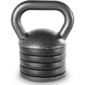 Apex 20lb Adjustable Cast Iron Kettlebell Handle, Compatible with 1” Weight Plates, Up to 50lb Load Capacity for Strength Training, Weightlifting, Home Workouts