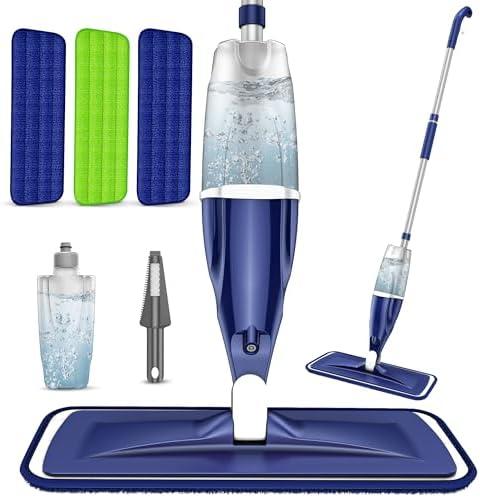 Microfiber Spray Mop for Floors Cleaning: Wet Dry Hardwood Floor Mops with 3 Washable Reusable Pads for Swiffer Powermop - Flat Mop with Sprayer for Tile Wood Laminate Vinyl Marble