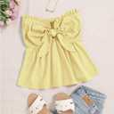 SOLY HUX Women's Frill Trim Tie Front Tube Top Sleeveless Strapless Ruffle Summer Tops (Yellow, M)