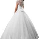 Flower Girl Dress Kids Lace Beaded Pageant Ball Gowns (White, 12)
