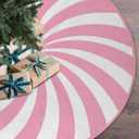 Swirl Stripe Christmas Tree Skirt 48 inches Sweet Candy Cane Pink Christmas Decorations Xmas Tree Mat Holiday Party Home Decorations (Pink, 48in)
