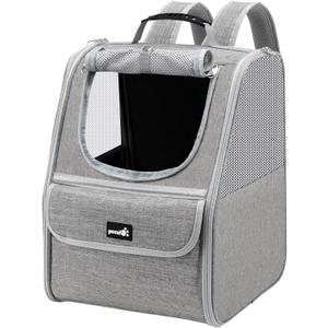 Pecute Cat Backpack Carrier, Small Dog Backpack Carrier, Pet Backpack Carrier for Cats Dogs Puppy Kitten, Cat Carrier Bag Carrying for Travel Hiking Bike Riding Walking Outdoor,Light Gray