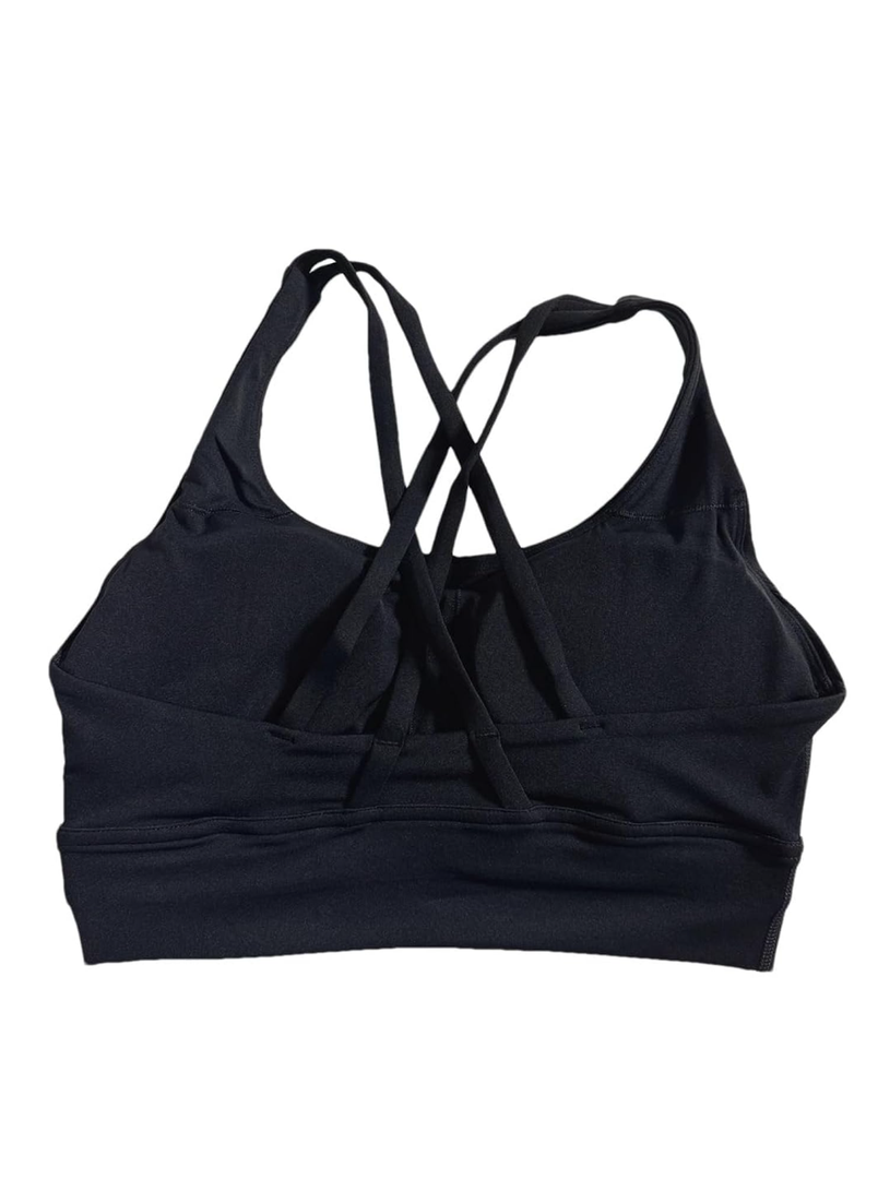 Women Solid Color Fitness Bra Tights Yoga Vest High Strength Shockproof Gym Sports Top Push Up with Chest Pad, Size L