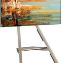 FITUEYES Design Corner TV Stand for 32 43 50 55 65 Inch TVs, Small Spaces Floor TV Stand Rolling TV Cart for LCD/LED Flat Curved Screens, Modern Living Room Television Stands, Eiffel Series, Camel