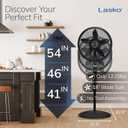 Lasko Oscillating Cyclone Pedestal Fan, Adjustable Height, Timer, Remote Control, 3 Speeds, for Bedroom, Living Room, Home Office, 18", Black, 1843