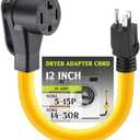 Kanayu 1 FT 5-15P to 14-30R 15amp Dryer Adapter Cord Compatible Female Power Adapter 15 Amp 3 Prong Female Receptacle Only for 120v Device Ev Power Cord