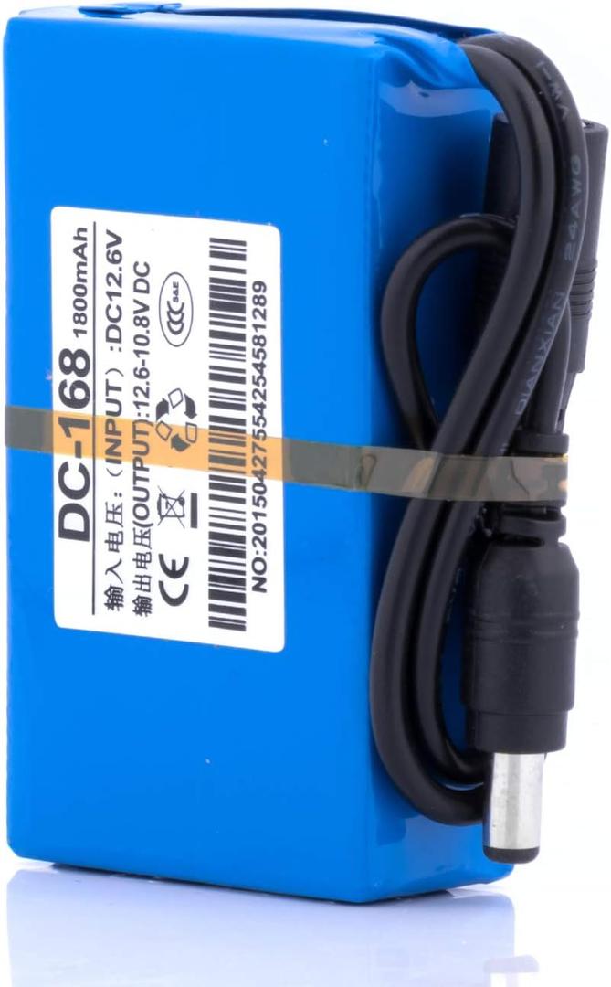 DC 12V Rechargeable 1800mah 2A (24W) Lithium ion Battery Pack for Bluethooth,CCTV Camera Led Light Strip and More,Backup with Charger (Blue)