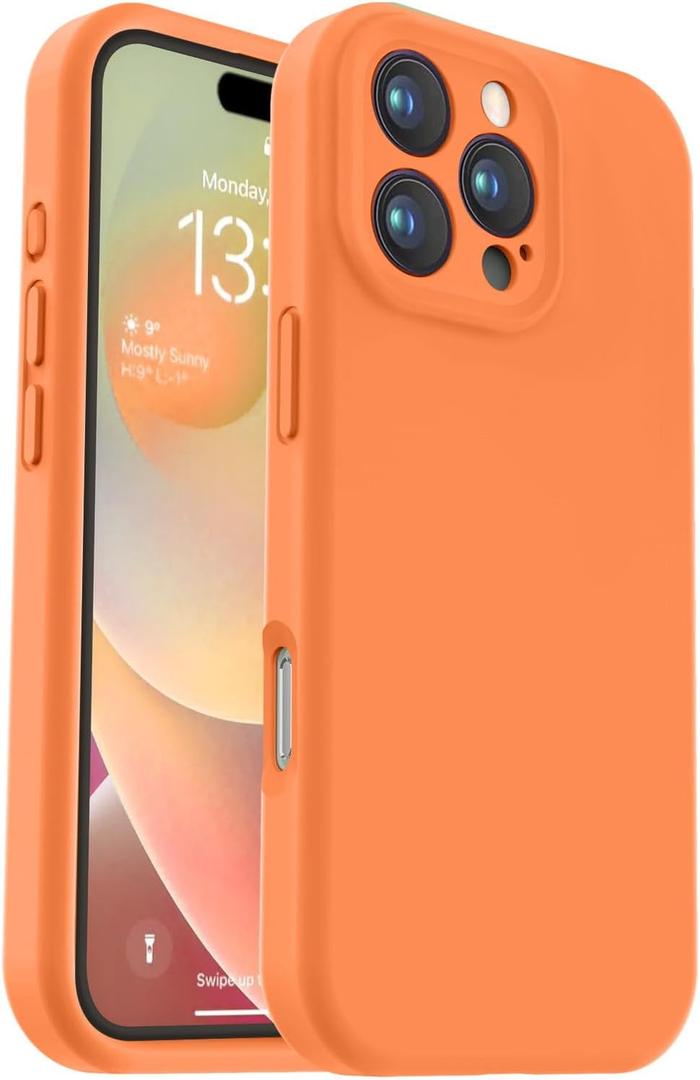 Vooii Compatible with iPhone 16 Pro Case, Liquid Silicone Upgrade [Camera Protection] [Soft Anti-Scratch Microfiber Lining] Shockproof Phone Case for iPhone 16 Pro 6.3 inch - Bright Orange