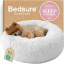 Bedsure Calming Dog Bed for Small Dogs - Donut Washable Small Pet Bed, 23 inches Anti-Slip Round Fluffy Plush Faux Fur Large Cat Bed, Fits up to 25 lbs Pets, Frost Grey