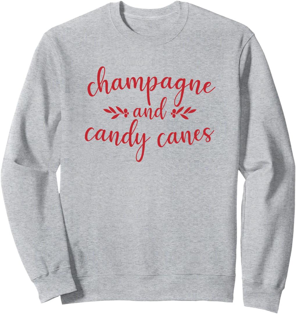 Champagne And Candy Canes Cute Christmas Holiday Funny Gift Sweatshirt