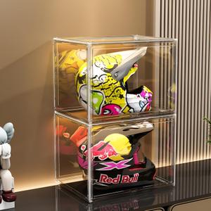 Clear Stackable Plastic Storage Bins with Lid, Dustproof Display Cases, Extra Large Figures Collectibles Showcase, Boot & Shoe Boxes, Helmet Protection Organizer (Transparent, XL, Pack of 1)