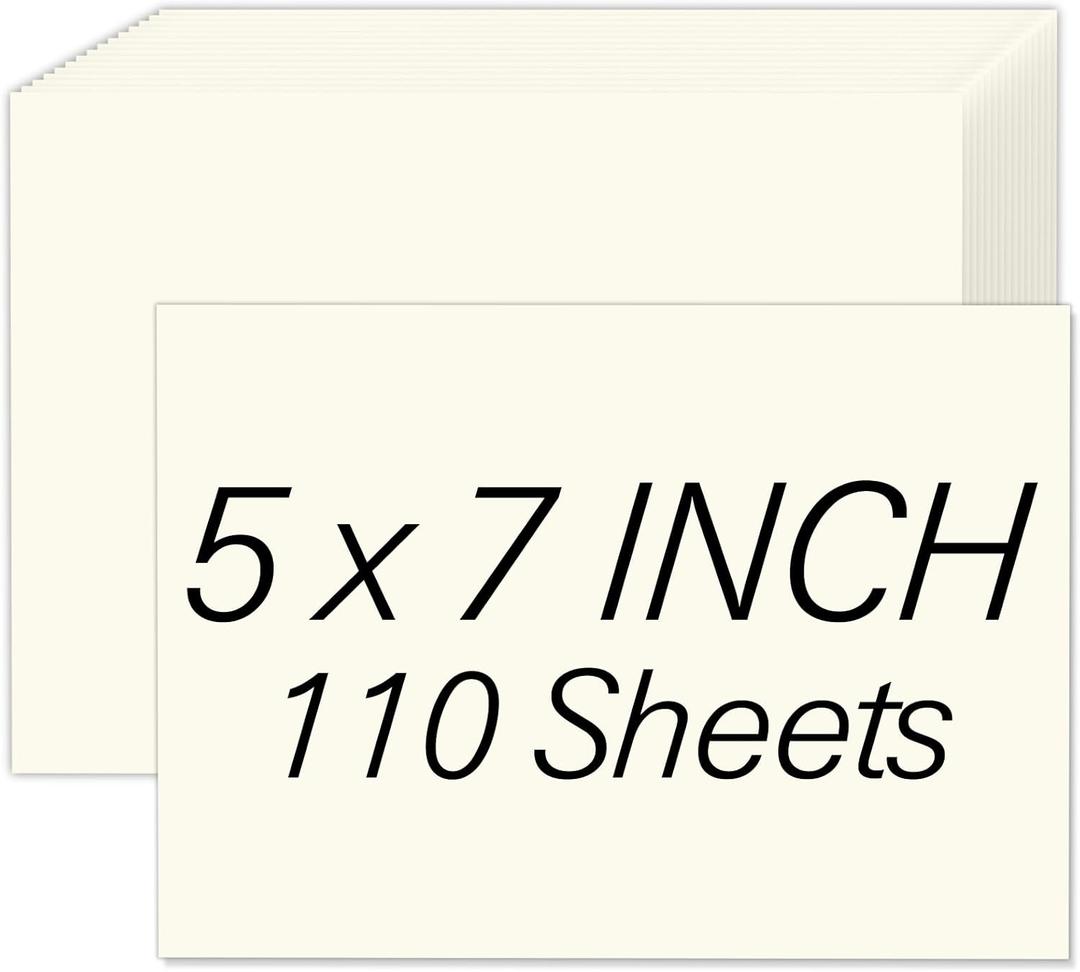 Cream Cardstock 5x7, 110 Sheets 5x7 Cardstock Paper, 200 GSM Premium Ivory Cardstock 5 x 7, Blank Cream Card Stock Paper for Printer, DIY Cards, Greeting Cards, Wedding Invitation, Menus
