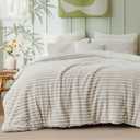 Bedsure King Size Comforter Set - GentleSoft™ 3 Pieces Fluffy Double-Side Fleece Comforter Set, Cozy Striped Room Decor Aesthetic, Luxury Linen King Bedding with 2 Pillowcases, 104x90 Inches