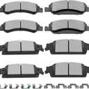 SCITOO Brake Pads Kits Front Semi-Metal Rear Ceramic 8pcs Fit for Cadillac Escalade,Escalade ESV,for Chevy Silverado 1500,Suburban,Tahoe,for GMC Sierra 1500,Sierra 1500 Limited,Yukon,Yukon XL