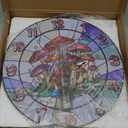 Colourful Glass Mushroom Pattern Wall Clock 12 Inch Non-Ticking Clocks Round Wall Hanging Clock Battery Operated for Bedroom Living Room Kitchen Office