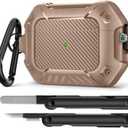 Airpods Pro 2 Case, Compatible with AirPods Pro Case Cover 2nd/1st Generation with Lock&Keychain&Cleaner Kit, Full Body Shockproof Protective Hard Shell (2023/2022/2019), Brown