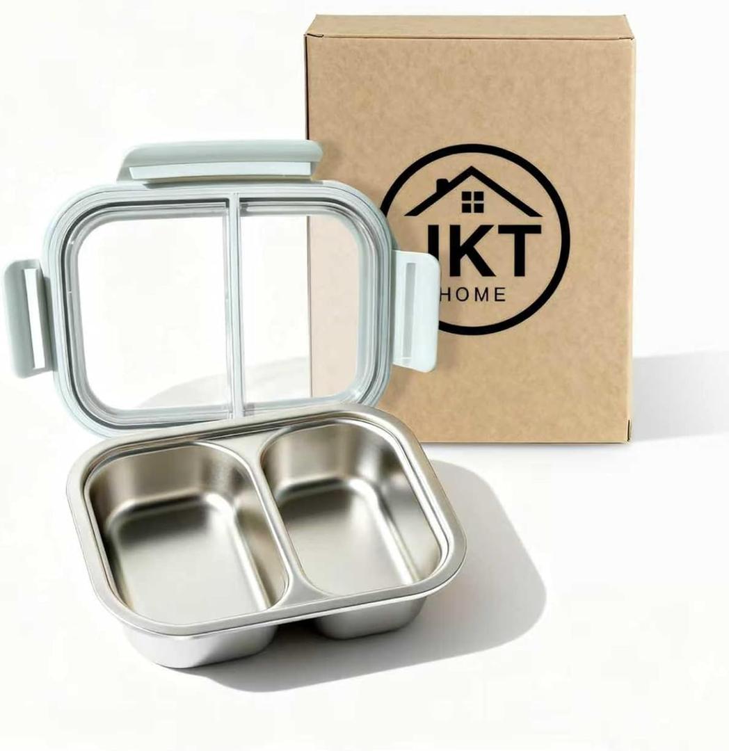 Stainless Steel Bento Box - 2 Compartment, Leak Proof Metal Lunch Box, 1000 ML, Meal Prep Lunch Box, Silicone Seals, 316 Stainless Steel, Food Container for Travel, BPA Free, Snack Box