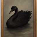 Aroutde Framed Black Swan Canvas Wall Art, Vintage Gold Frame Swan Printing, Rustic Farmhouse Animal Picture for Living Room Bedroom Bathroom Decor (10L x 8W, Framed)