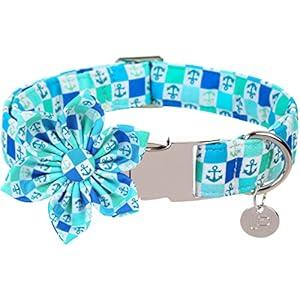 UP URARA PUP Dog Collar with Flower, Comfortable Cotton Summer Dog Flower Collar, Durable Metal Buckle Cute Pet Collar for Extra Large Girl Boy Dog, XL