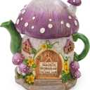 VP Home Mushroom Teapot Solar Light for Home and Outdoor Decor, Mushroom Solar Powered Flickering LED Garden Light, Solar Powered Teapot Backyard Party Decoration Light, Fairy Garden House